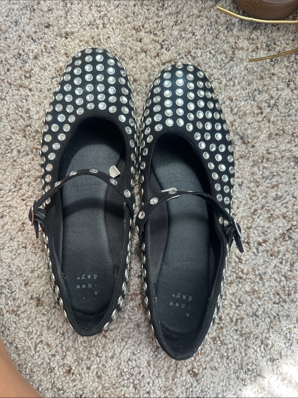a new day Black Studded Mary Jane Flats